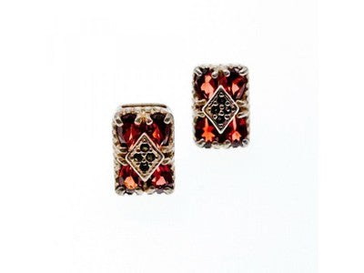 925 Sterling Silver Almandine & Black Spinel Earrings