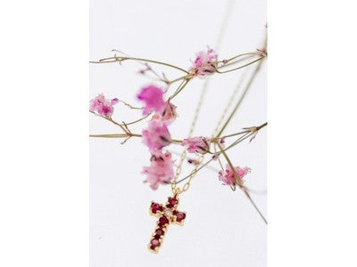 14K Yellow Gold Rubies & Diamond Chain With Cross Pendant