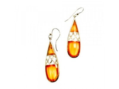 Vintage 925 Sterling Silver Agate Earrings