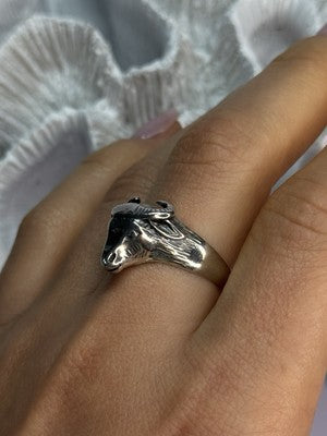 Men'S 925 Sterling Silver "Bull" Ring Size 9.5