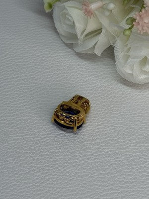 925 Sterling Silver Gold Plated Sapphire & Beryl Pendant Length 0.65 Inch