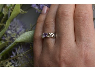925 Sterling Silver Purple Tourmaline Ring Size 6.5