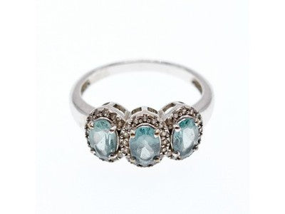 925 Sterling Silver Tourmaline & Quartz Ring Size 7