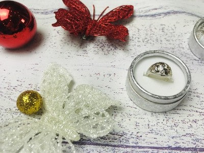 925 Sterling Silver Gold Plated Inserts Ring Size 6.5