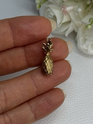 14K Yellow Gold Pineapple Pendant Length 0.85