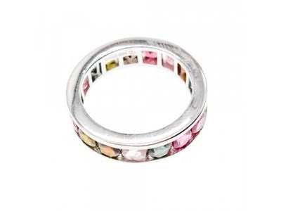 925 Sterling Silver Multi Gemstones Ring Size 8.5