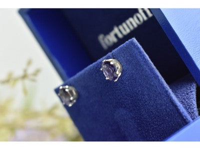 925 Sterling Silver Purple Iolite Stud Earrings
