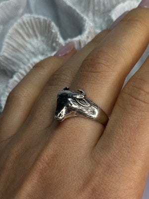 Men'S 925 Sterling Silver "Bull" Ring Size 9.5