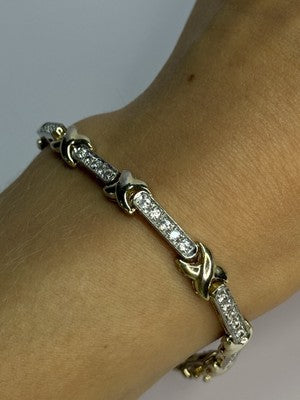 Elegant 925 Sterling Silver CZ Bracelet Length 7.5 Inch