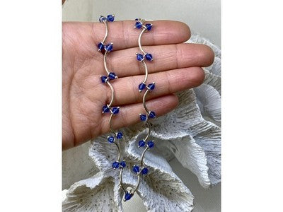 925 Sterling Silver Blue Jewelry glass in Italian style Necklace