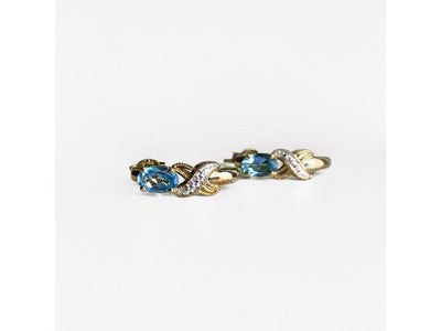925 Sterling Silver Gold Plated Topaz Stud Earrings