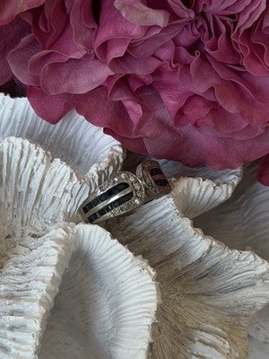 Vintage 925 Sterling Silver Sapphire & Beryl Ring Size 7