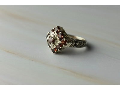 925 Sterling Silver Almandine Ring Size 7