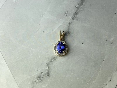 10K Yellow Gold Tanzanite & Diamonds Pendant