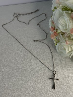 925 Sterling Silver Diamond Cross Necklace Length 20/18 Inch