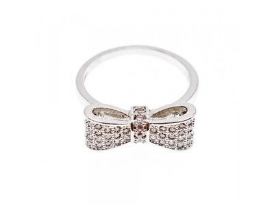 925 Sterling Silver CZ "Bow" Ring Size 8.5