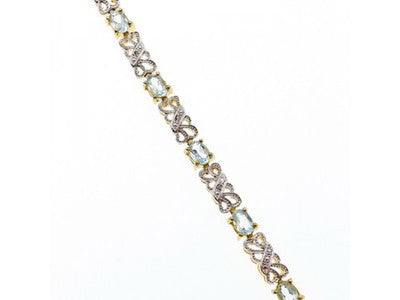 925 Sterling Silver Gold Plated Blue Spinel Bracelet