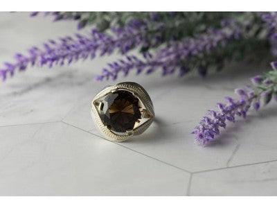 925 Sterling Silver Hessonite Ring Size 9