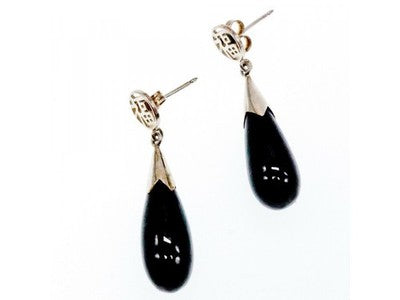 925 Sterling Silver Black Jasper Stud Earrings