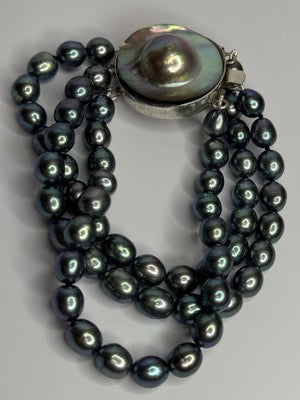 925 Sterling Silver Unique Bracelet Freshwater Pearls Lenght 8 Inch