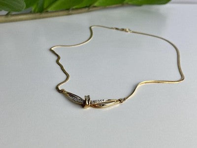 925 Sterling Silver Gold Plated White Spinel Necklace 17.7 in