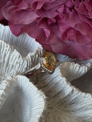 925 Sterling Silver Citrine Ring Size 7