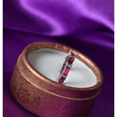 925 Sterling Silver Pink Topaz & CZ Ring Size 5.5