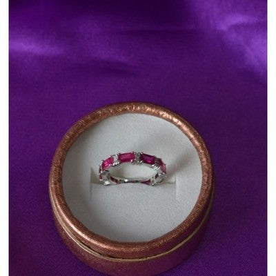 925 Sterling Silver Pink Topaz & CZ Ring Size 5.5