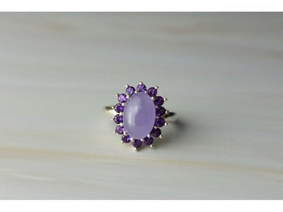 925 Sterling Silver Amethyst Quartz & Purple Tourmaline Ring Size 6.75