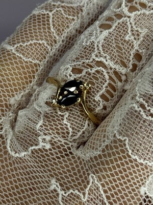 14K Yellow Gold Sapphire & Diamond Ring Size 7.5
