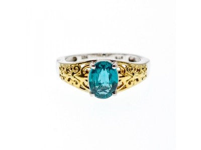 925 Sterling Silver Gold Plated Spinel Openwork Ring Size 6