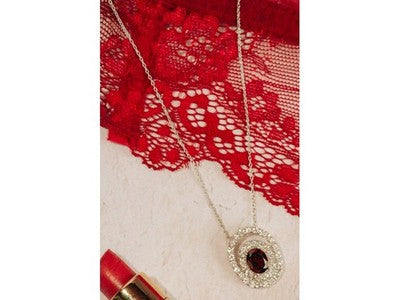 925 Sterling Silver Garnet & Goshenite Chain With Pendant