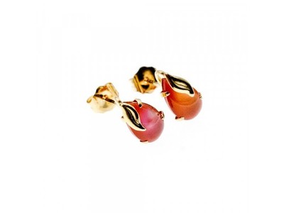 14K Yellow Gold Pink Quartz Earrings