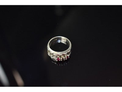 925 Sterling Silver Pink Topaz & Amethyst Ring Size 6.5