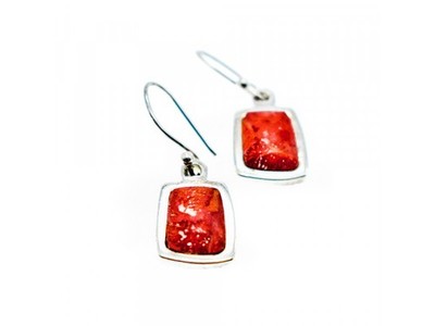 Vintage 925 Sterling Silver Red Jasper Earrings