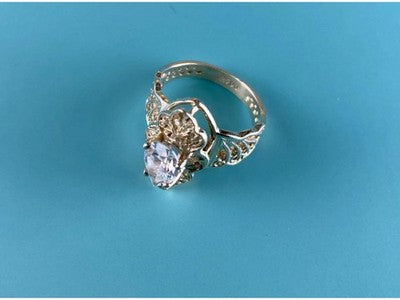 925 Sterling Silver White CZ Openwork Ring Size 6.5