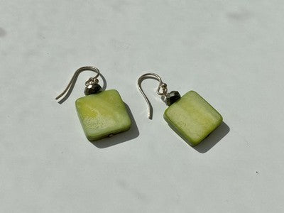 925 Sterling Silver Green Agate Earrings