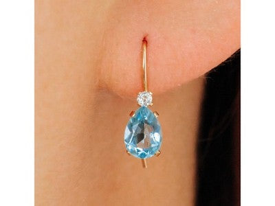 10K Yellow Gold Topaz & Diamonds Earrings