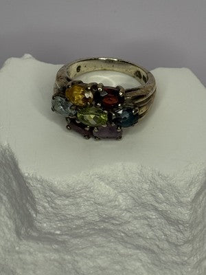 925 Sterling Silver Multicolor Spinel Ring Size 6