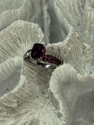 10K White Gold Spinel & Diamond Ring Size 6.5