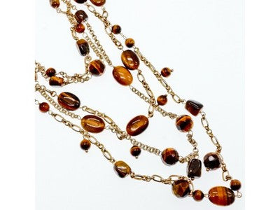925 Sterling Silver Gold Plated Tiger's eye Necklace