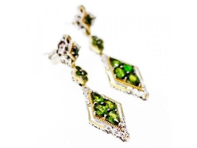 925 Sterling Silver Gold Plated Emerald Earrings