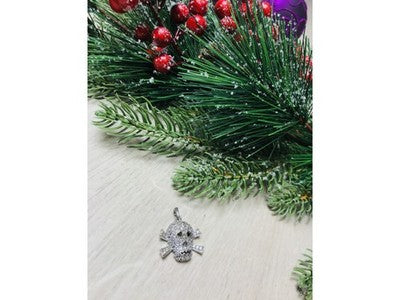 925 Sterling Silver CZ Skull Pendant