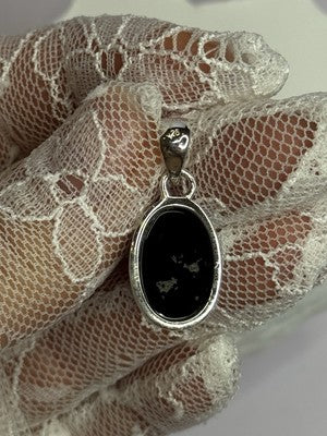 925 Sterling Silver Black Onyx Pendant Length 1.2 Inch