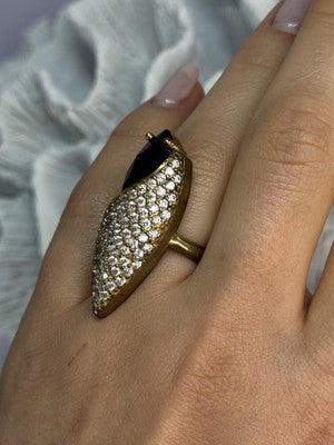 925 Sterling Silver Alpanite & CZ Ring Size 7 Length 1.45 Inch