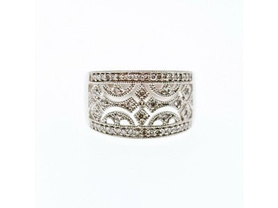 925 Sterling Silver CZ "Lace" Ring Size 6