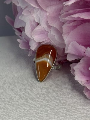 925 Sterling Silver Agate Ring Size 7.5
