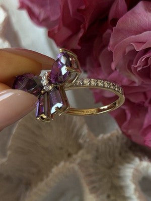 925 Sterling Silver Gold Plated Bow Cz Ring Size 10