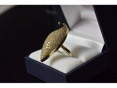 925 Sterling Silver Black Alpanite & CZ Ring Size 9