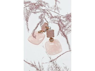 925 Sterling Silver Gold Plated Morganite "Tenderness" Earrings